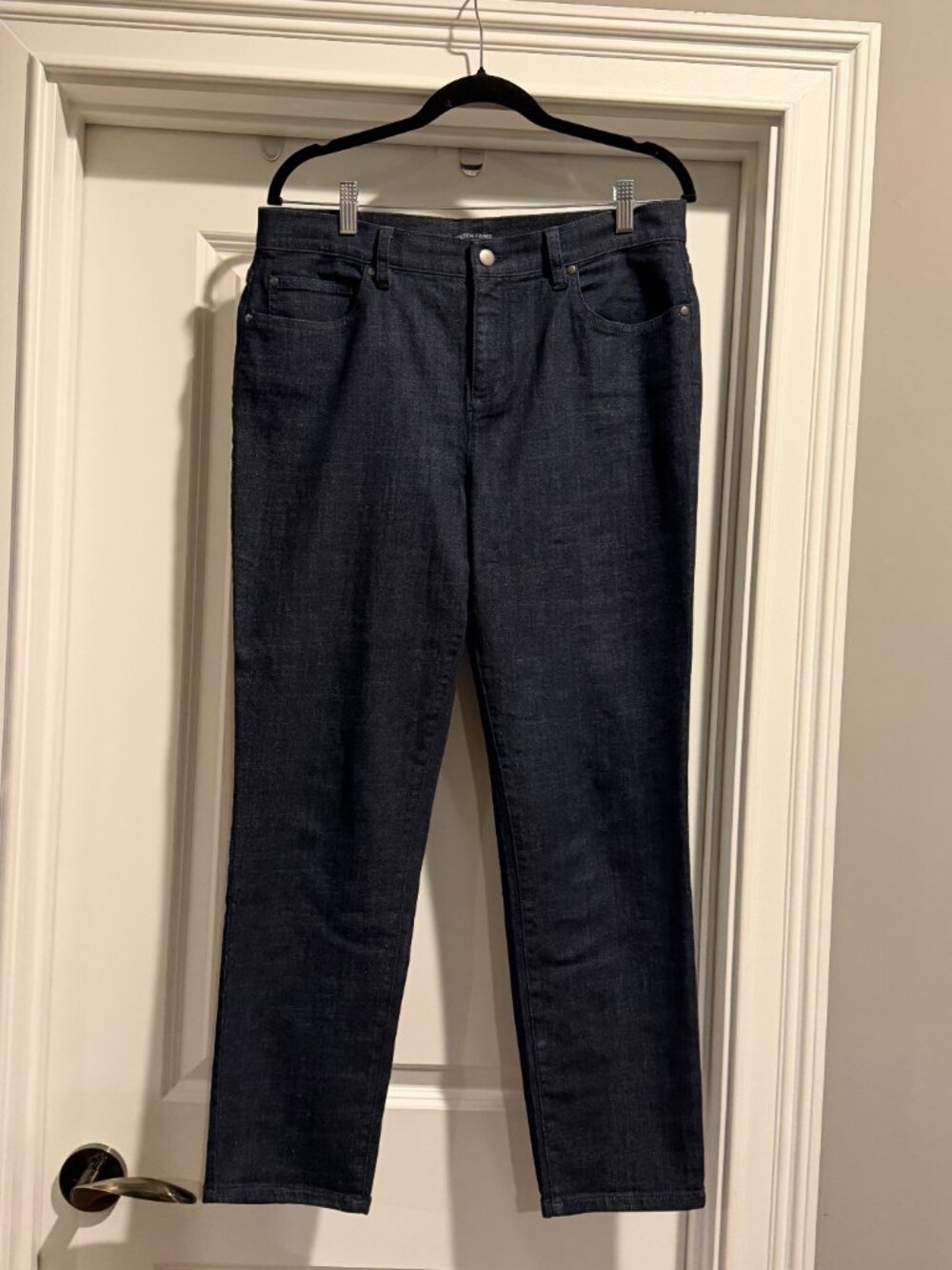 Eileen Fisher Straight Leg stretch Jean Dark Blue Wash - Picture 6 of 6